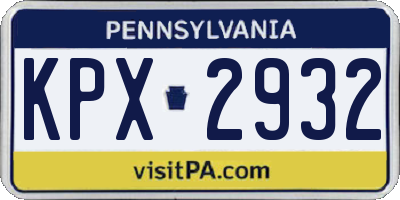 PA license plate KPX2932