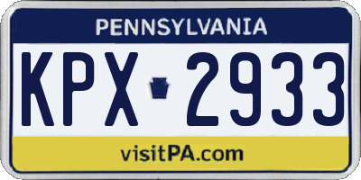PA license plate KPX2933