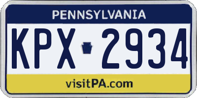 PA license plate KPX2934