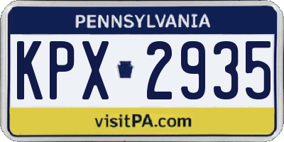 PA license plate KPX2935