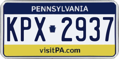 PA license plate KPX2937