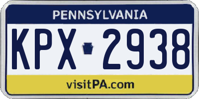 PA license plate KPX2938