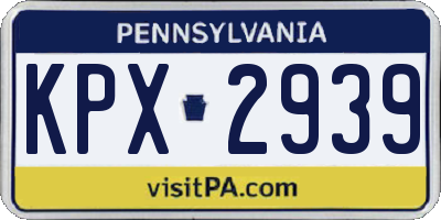 PA license plate KPX2939