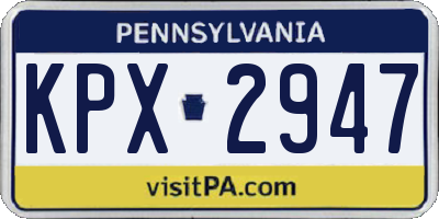 PA license plate KPX2947