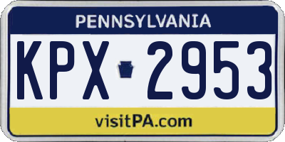 PA license plate KPX2953