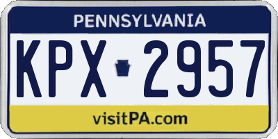 PA license plate KPX2957