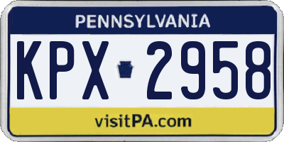 PA license plate KPX2958
