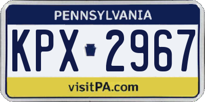 PA license plate KPX2967