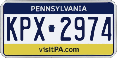 PA license plate KPX2974