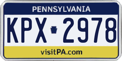 PA license plate KPX2978