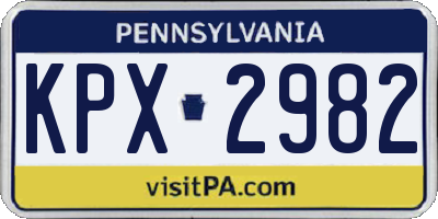 PA license plate KPX2982