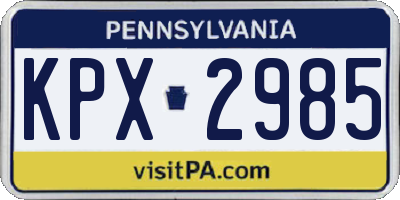 PA license plate KPX2985