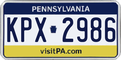 PA license plate KPX2986