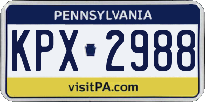 PA license plate KPX2988