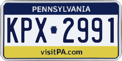 PA license plate KPX2991