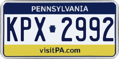 PA license plate KPX2992