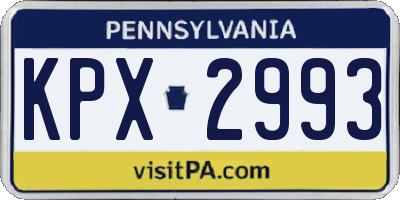 PA license plate KPX2993