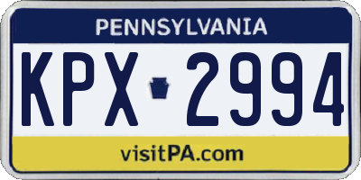 PA license plate KPX2994