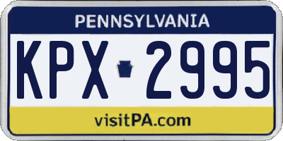PA license plate KPX2995
