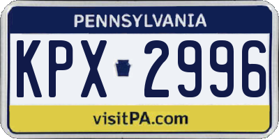 PA license plate KPX2996