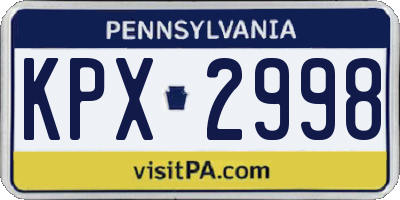 PA license plate KPX2998