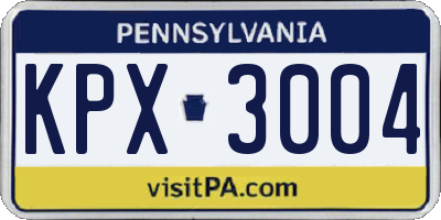 PA license plate KPX3004