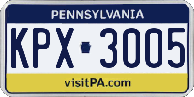 PA license plate KPX3005
