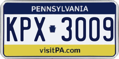 PA license plate KPX3009