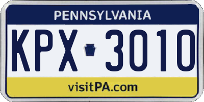 PA license plate KPX3010