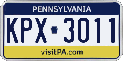 PA license plate KPX3011