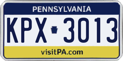 PA license plate KPX3013