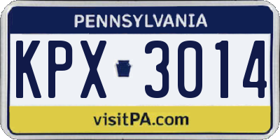 PA license plate KPX3014