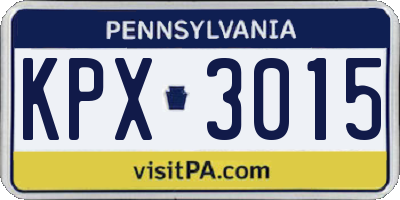 PA license plate KPX3015