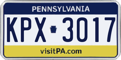 PA license plate KPX3017