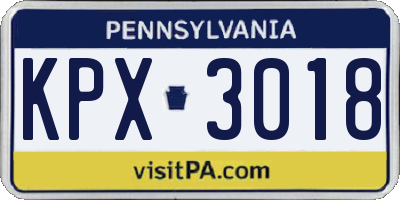 PA license plate KPX3018
