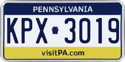 PA license plate KPX3019