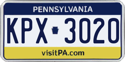 PA license plate KPX3020