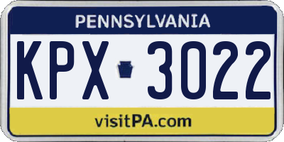 PA license plate KPX3022