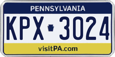 PA license plate KPX3024