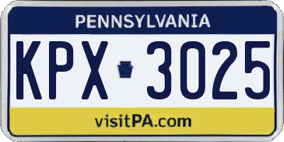 PA license plate KPX3025