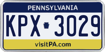 PA license plate KPX3029