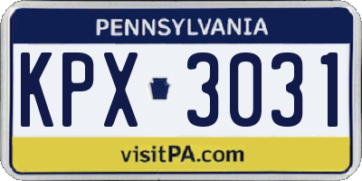 PA license plate KPX3031