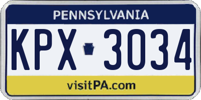 PA license plate KPX3034