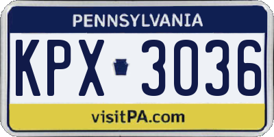 PA license plate KPX3036