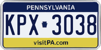 PA license plate KPX3038