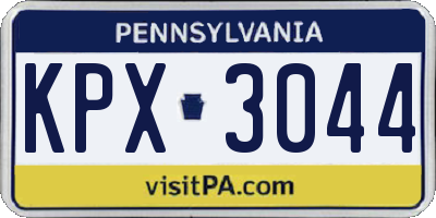 PA license plate KPX3044