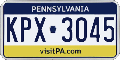 PA license plate KPX3045