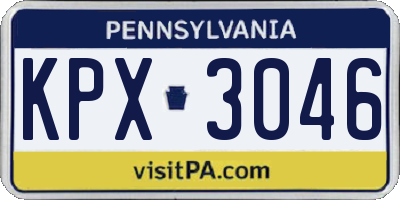 PA license plate KPX3046