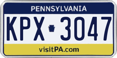 PA license plate KPX3047