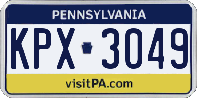 PA license plate KPX3049
